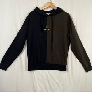 D&F Ricky Singh PAUSE Men's Two-Tone Black and Olive Green Hoodie sz M